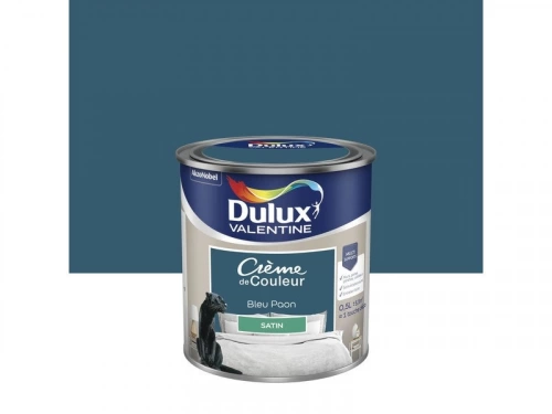 Peinture mur, boiserie crème de couleur DULUX VALENTINE bleu paon satiné 0.5L