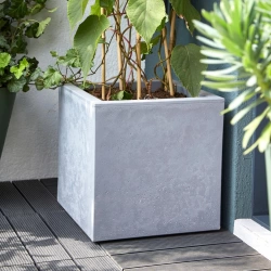 Pot carré EDA Basalt up l.29.5 x H.29.5 cm 21L gris béton