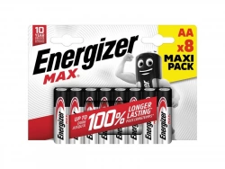 Lot de 8 piles alcaline max AA, ENERGIZER, 1.5 V