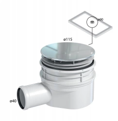 Bonde capot extra-plate horizontale pour receveur de douche diam. 90 mm h. 85 mm en inox, EQUATION