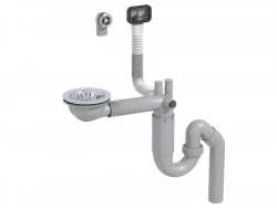 Ensemble vidage compLet gain de place pour évier 1 cuve, diam. 80 mm