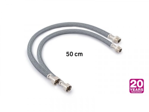 Lot de 2 flexibles 50 cm mâle / femelle 12 x 17 polyéthylène ondulé 20 ans