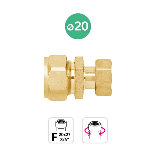Raccord pour multicouche écrou libre femelle 20x27 D20, EQUATION