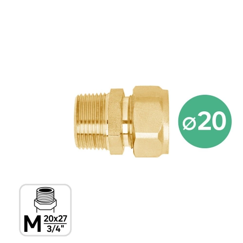 Raccord à compression multicouche diam. 20 M20x27 (3/4), EQUATION