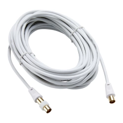 Câble coaxial 9.52 femelle mâle blanc 10m + adaptateur mâle mâle EVOLOGY