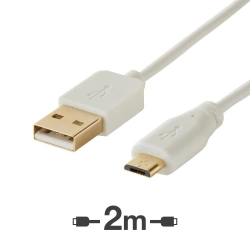 Câble chargeur micro usb, 2 m blanc EVOLOGY