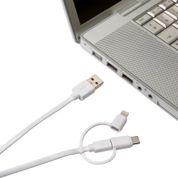 Câble 3 en 1 lightning iPhone micro usb et usb type c, 1 m blanc EVOLOGY