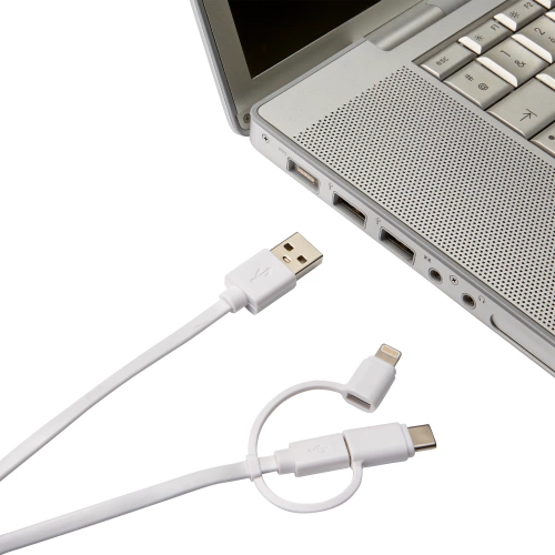 Câble 3 en 1 lightning iPhone micro usb et usb type c, 1 m blanc EVOLOGY
