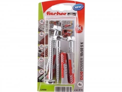 Lot de 4 chevilles et tirefonds, FISCHER, diam.10 x L.50 mm