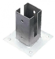 Support à fixer acier galvanisé gris, H.15 cm x section 70 x 70 mm