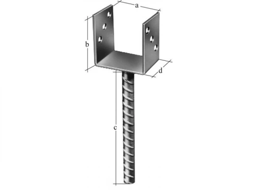 Support De Poteau Forme U Galvanisé Gah Alberts, 71X100X200X60 Mm