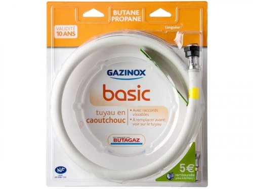 Tuyau caoutchouc gaz bp, garantie 10 ans, GAZINOX, H.200 cm