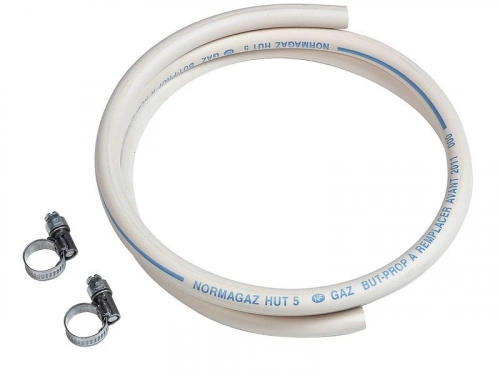 Tuyau caoutchouc gaz bp + 2 colliers, garantie 5 ans, GAZINOX, H.150 cm