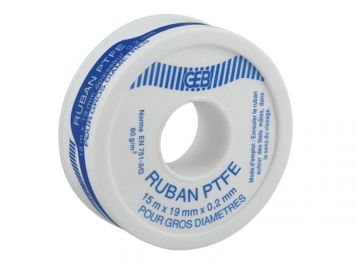 Ruban téflon, GEB, Ep. 0.2 x L.19 mm x L.15 m