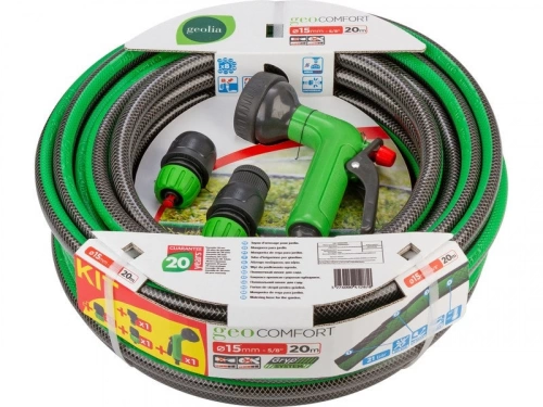 Tuyau d'arrosage équipé GEOLIA Comfort L.20 m Diam.15 mm