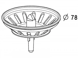 Panier pour bonde d'évier en inox diam.  80 mm