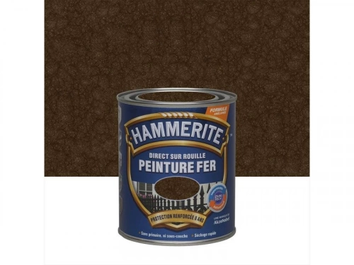 Peinture fer extérieur direct sur rouille, HAMMERITE, 0.75 L châtaigne martelé