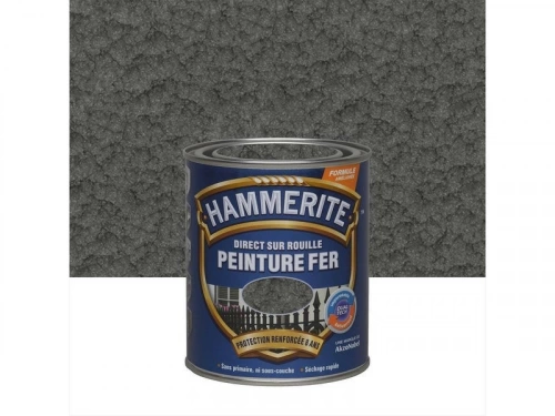 Peinture fer extérieur direct sur rouille, HAMMERITE, 0.75 L gris ardoise martelé