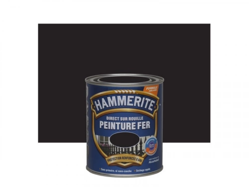 Peinture fer extérieur direct sur rouille, HAMMERITE, 0.75 L noir ferronnerie mat