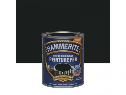 Peinture fer extérieur direct sur rouille, HAMMERITE, 0.75 L noir satiné