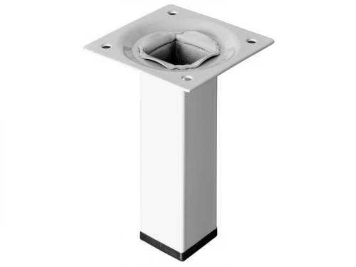 Pied De Meuble Carré Fixe Acier Époxy Blanc, 10 Cm
