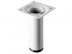 Pied De Meuble Cylindrique Fixe Acier Époxy Blanc, 10 Cm