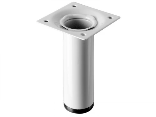 Pied De Meuble Cylindrique Fixe Acier Époxy Blanc, 10 Cm