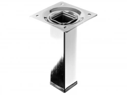 Pied De Meuble Carré Fixe Acier Chromé Gris, 10 Cm