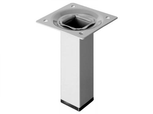 Pied De Meuble Carré Fixe Acier Époxy Gris, 10 Cm