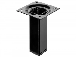 Pied De Meuble Carré Fixe Acier Époxy Noir, 10 Cm