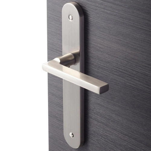 2 poignées de porte Lee sans trou INSPIRE, aluminium entraxe 195 mm