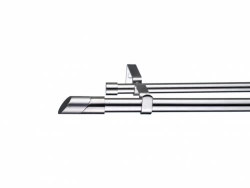 Kit de tringle à rideau double Twin Diam.16/19 mm Argent brossé 160 à 300 cm