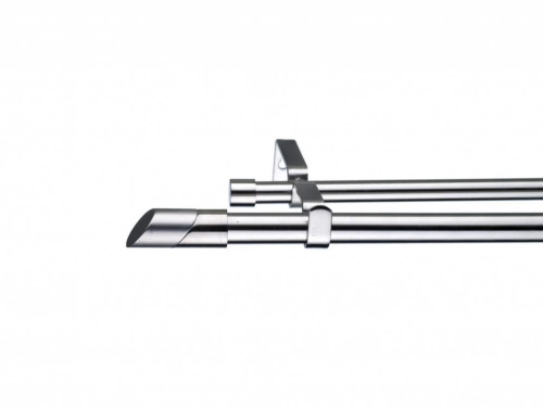 Kit de tringle à rideau double Twin Diam.16/19 mm Argent brossé 160 à 300 cm