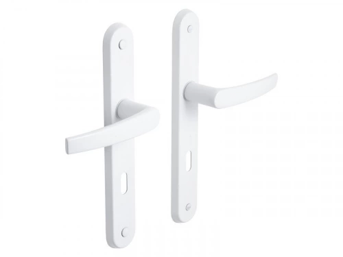 2 Poignées De Porte Trou De Clé Inspire, Acier, Blanc, 195 Mm