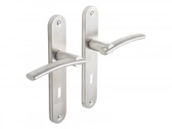 2 poignées de porte Marion trou de clé INSPIRE, inox entraxe 195 mm