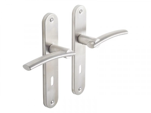 2 poignées de porte Marion trou de clé INSPIRE, inox entraxe 195 mm