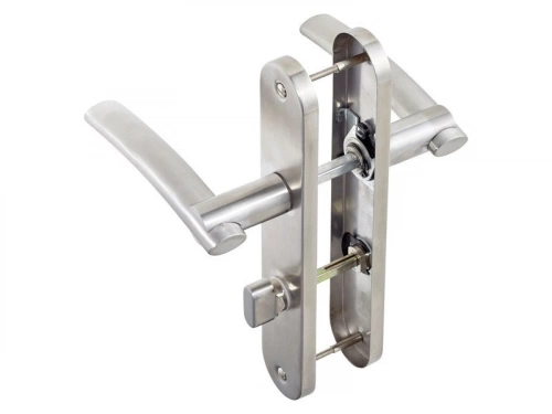 2 poignées de porte Marion condamnation INSPIRE, inox entraxe 195 mm