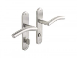 2 poignées de porte Margaud condamnation / décondamnation, inox satiné, 165 mm