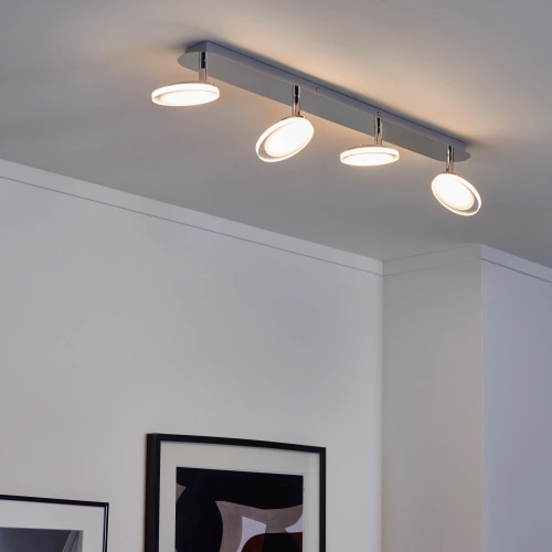 Rampe 4 spots led, design, métal chrome, INSPIRE Loob