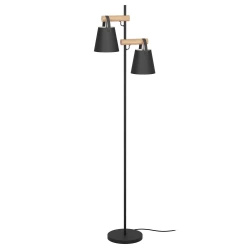 Lampadaire PANDORE 2 x E27 H. 160 métal noir/bois INSPIRE