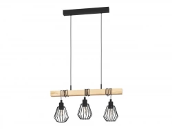 Suspension TABODI 3 x E27 L. 70 cm métal noir/bois INSPIRE