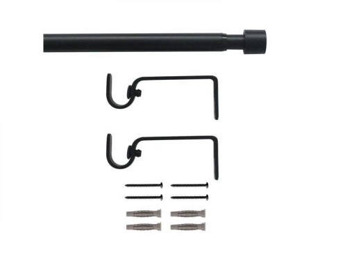 Kit de tringle a rideau Cap Diam.13/16 mm Noir fonce 120-210 cm
