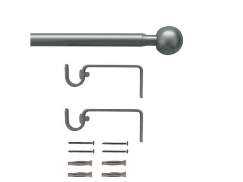 Kit de tringle à rideau Ball diam. 13-16 mm argent naturel 120-210 cm
