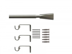Kit de tringle a rideau Pom Diam.16 mm Nickel mat 160-300 cm