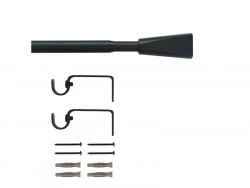 Kit de tringle à rideau Pommel Diam.16/19 mm Noir mat 120-210 cm
