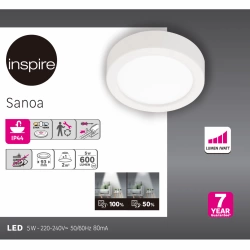 Kit 1 spot à fixer Sanoa module led blanc chaud/neutre D8.5 rond blanc INSPIRE
