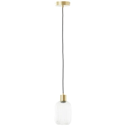 Suspension INSPIRE Dipsy E27 diam.14 cm laiton brosse/verre