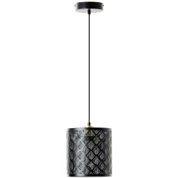 Suspension INSPIRE Galati E27 diam. 20 cm métal noir/laiton brosse