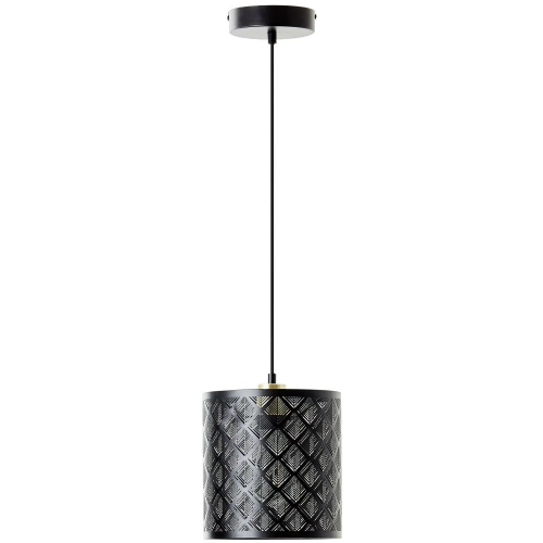 Suspension INSPIRE Galati E27 diam. 20 cm métal noir/laiton brosse