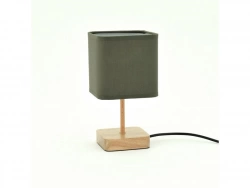 Lampe e14 nature bois vert, INSPIRE Akora, H.23cm